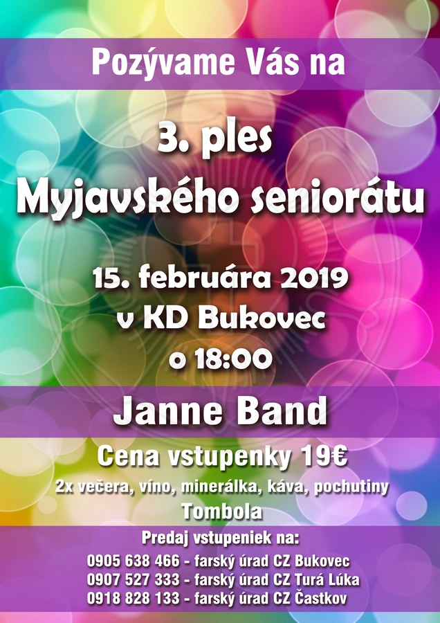 Pozvánka na 3. ples Myjavského seniorátu