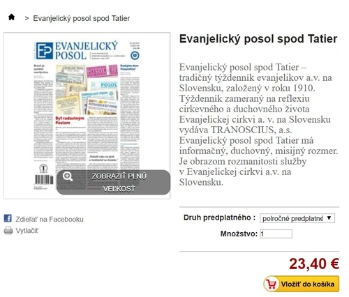 Ako si objednať Evanjelický posol spod Tatier?