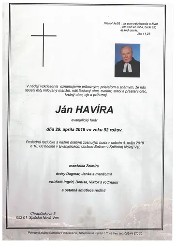 Posledná rozlúčka s Jánom Havírom