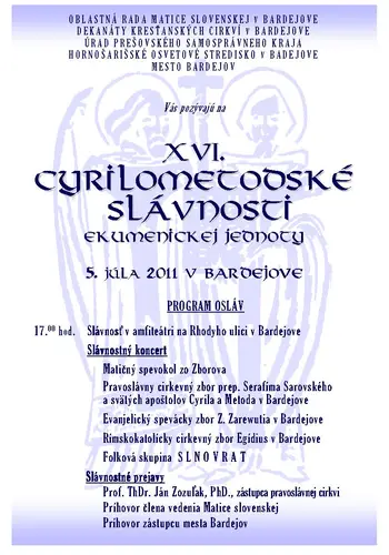 XVI. cyrilo-metodské slávnosti v Bardejove
