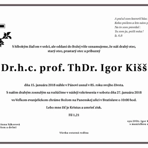Pohrebná rozlúčka s bratom Dr. h. c. prof. ThDr. Igorom Kiššom